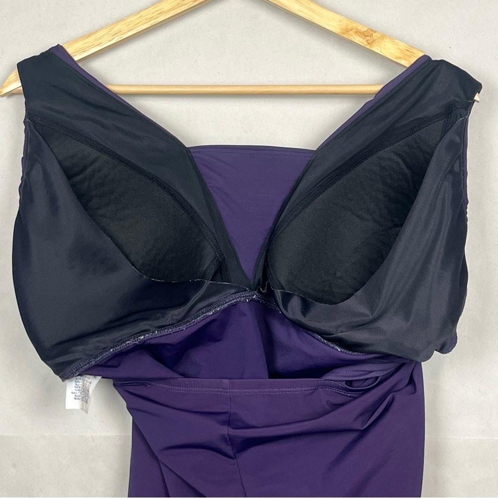 Lands End Women's SlenderSuit Grecian Low Leg 1 Piece Swimsuit, Blackberry, 20W - Picture 8 of 10